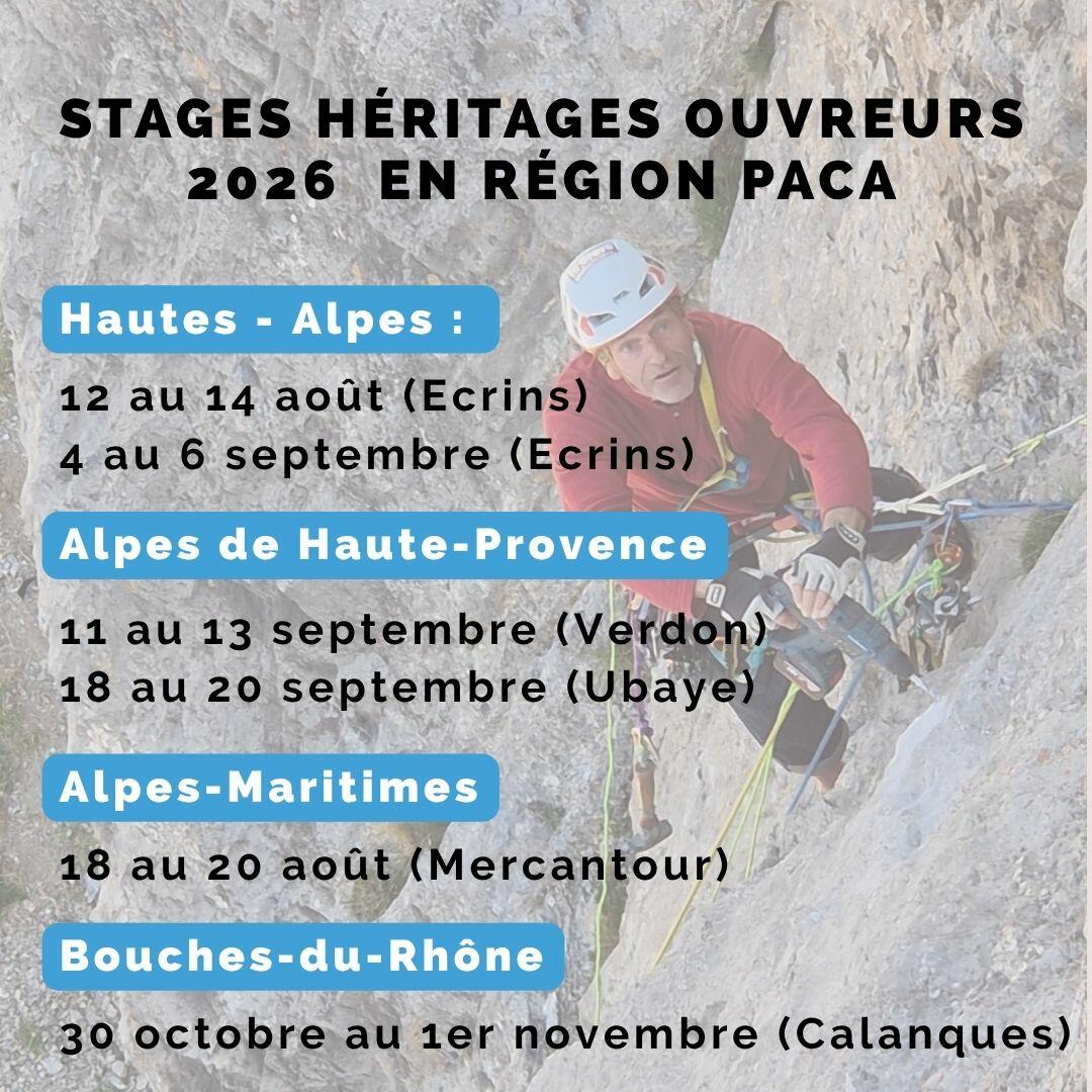Stages héritages ouvreurs 2026